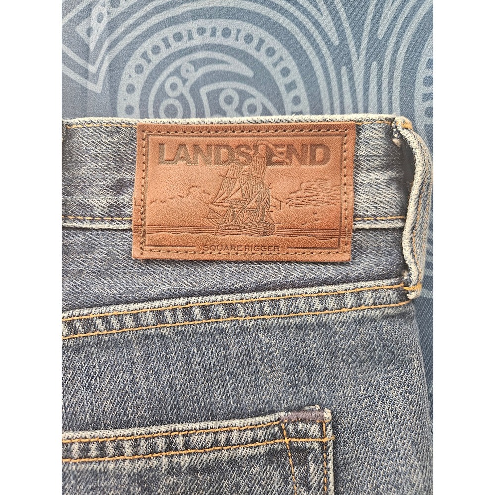 Lands End Square Rigger Mens Relaxed Fit Denim Jeans Dark Medium Wash 42x31 NEW - Picture 3 of 3